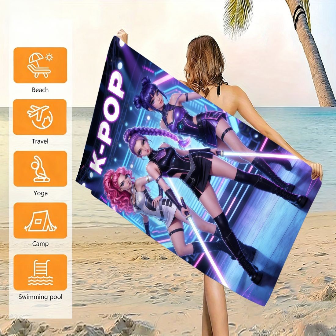 K-Pop Idol Print Large Size Be - đánh giá và giá Beach Towel Large