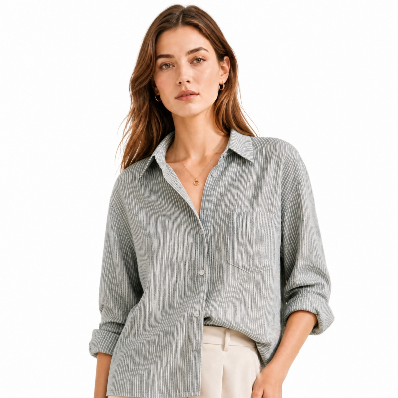 Japanese-style gray-white fine - đánh giá và giá Linen Shirt Breathable