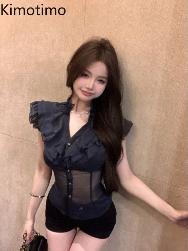 Kimotimo Elegant Sleeveless Ch - đánh giá và giá Shirt Camp Collar
